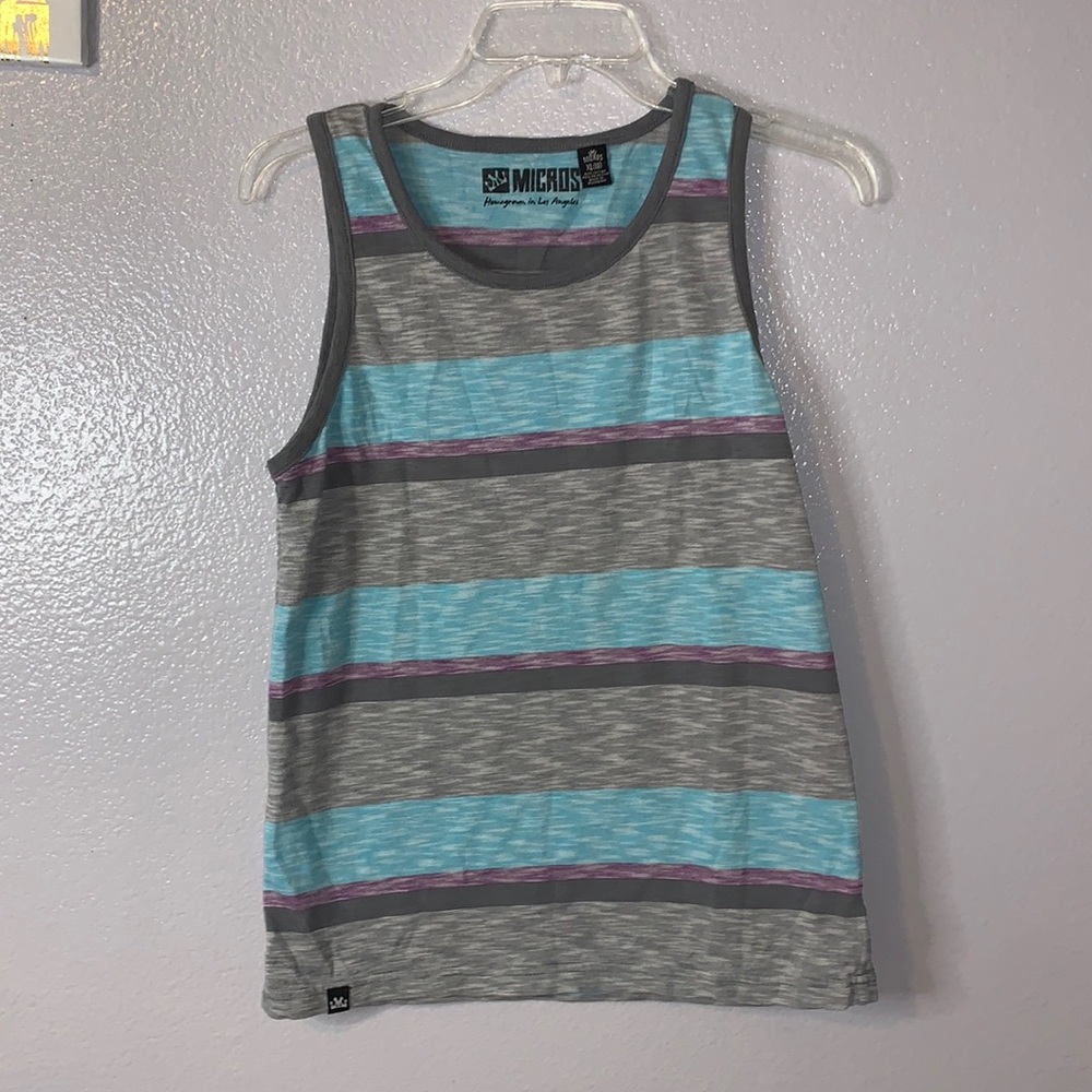 Micros blue & grey striped boys size 18 tank top